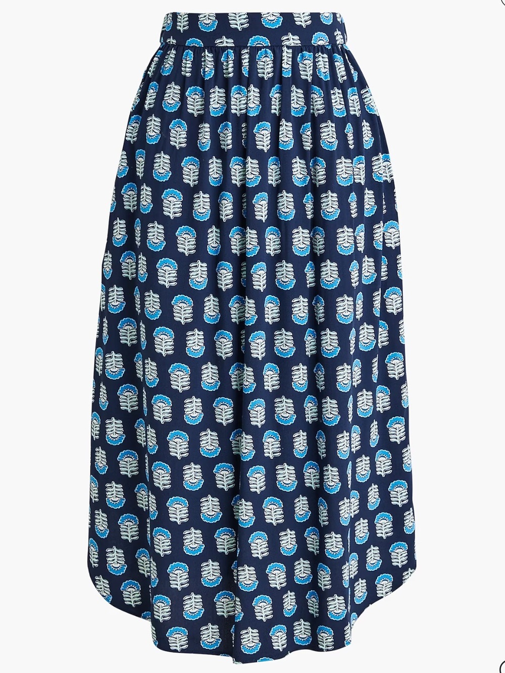 J. Crew Floral Pull On Midi Skirt with Flounce Hem, Size M, NWT